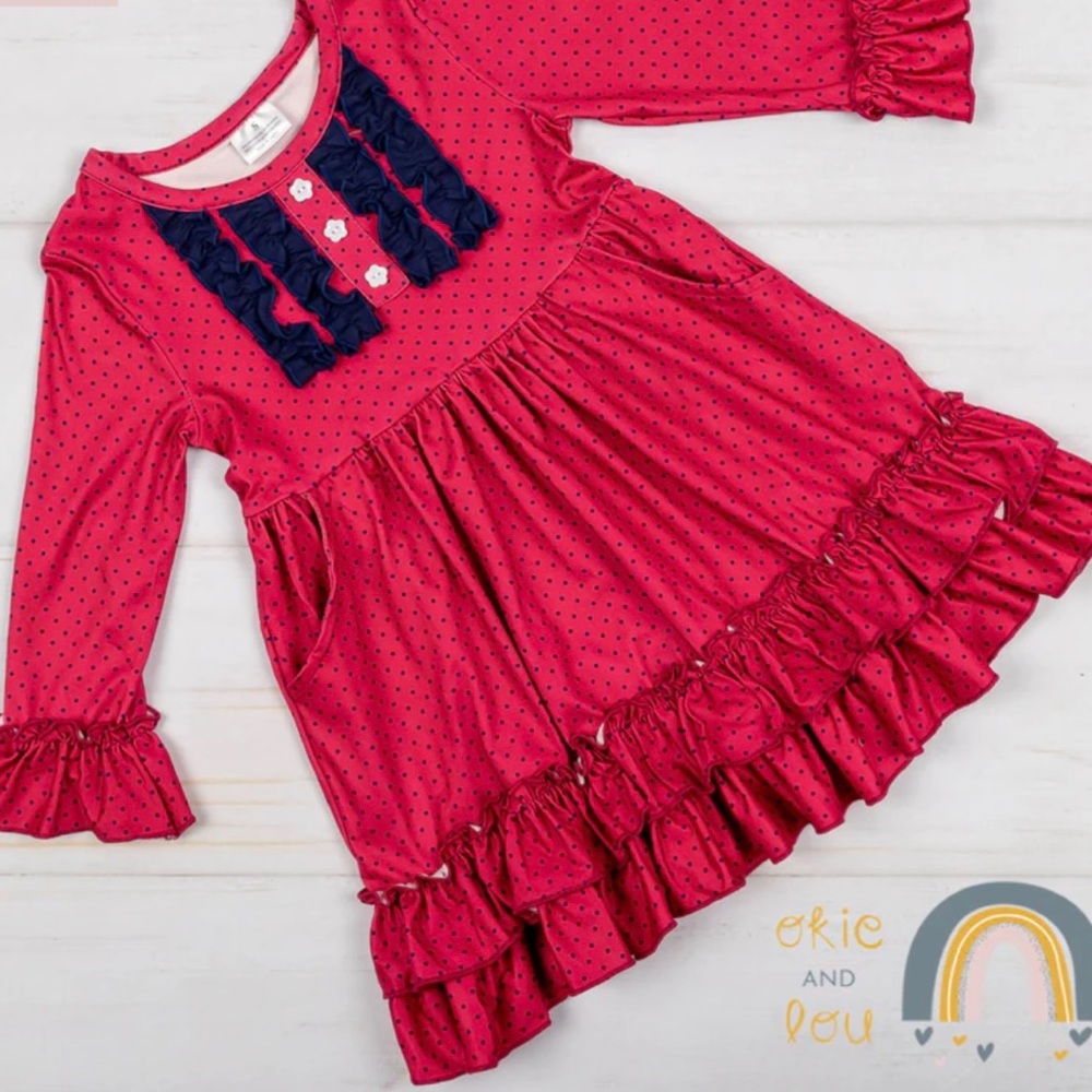 Okie and Lou All Things Dots and Ruffles Dress